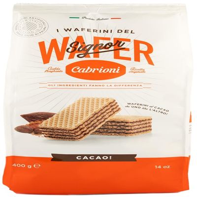 Cabrioni - Chocolate Flavour Wafers (400g) | Italian Light Crispy Wafers | GMO Free | Made in Italy