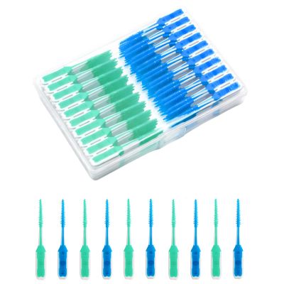 ACSKD 200 Pack Dental Picks,Soft Silicone interdental Brushes Braces Brush,Disposable Teeth Cleaning Tools Dental Floss Picks,Mix Colors