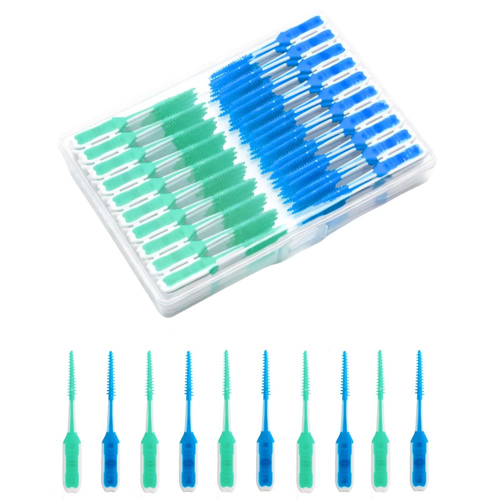 ACSKD 200 Pack Dental Picks,Soft Silicone interdental Brushes Braces Brush,Disposable Teeth Cleaning Tools Dental Floss Picks,Mix Colors