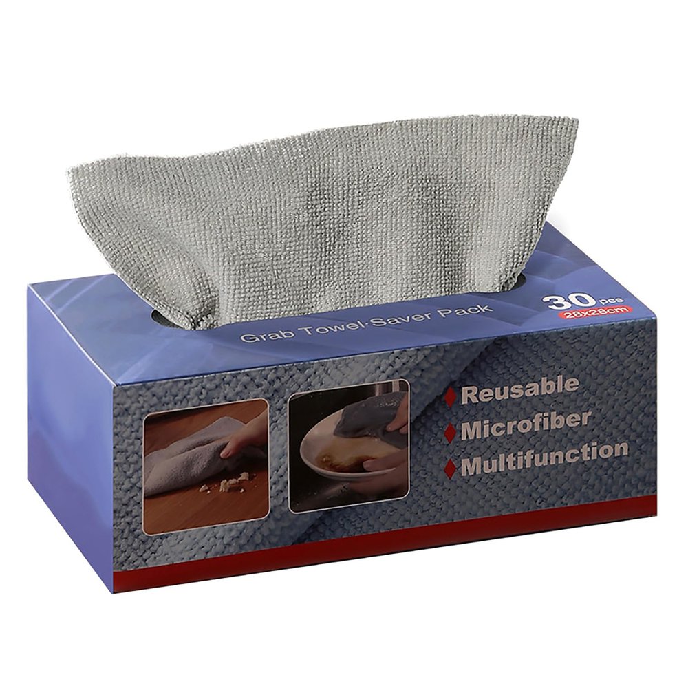 Pilipane Disposable Microfiber Rags Super Absorbent Multi Purpose Cleaning Cloth with Dispenser Box for Kitchen Bathroom Office Home Fiber Large Pack