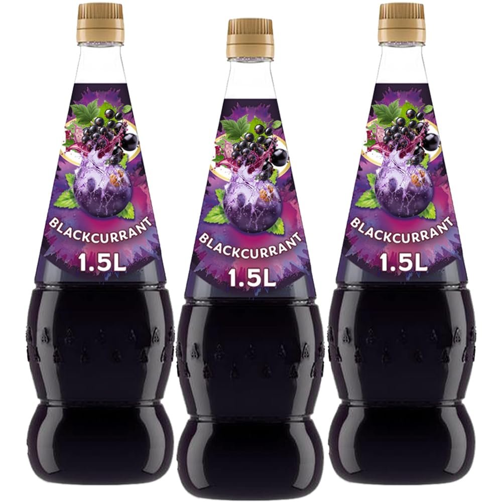 Blackcurrant Squash 1.5L Rich in Vitamin C, Made with British Blackcurrants - Rna (3 x Bottles)