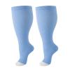 2/3/4/6 Pairs 2XL-7XL Plus Size Compression Socks 20-30 mmHg Wide Calf Open Toe Compression Support Stocking (Sky Blue, 2XL) view 1