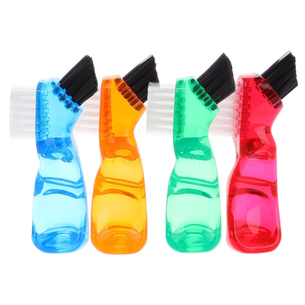 DEARMAMY 4pcs Denture Toothbrush Hard Bristles Double Side for Dental Appliance Cleaner Denture Cleaning Brush