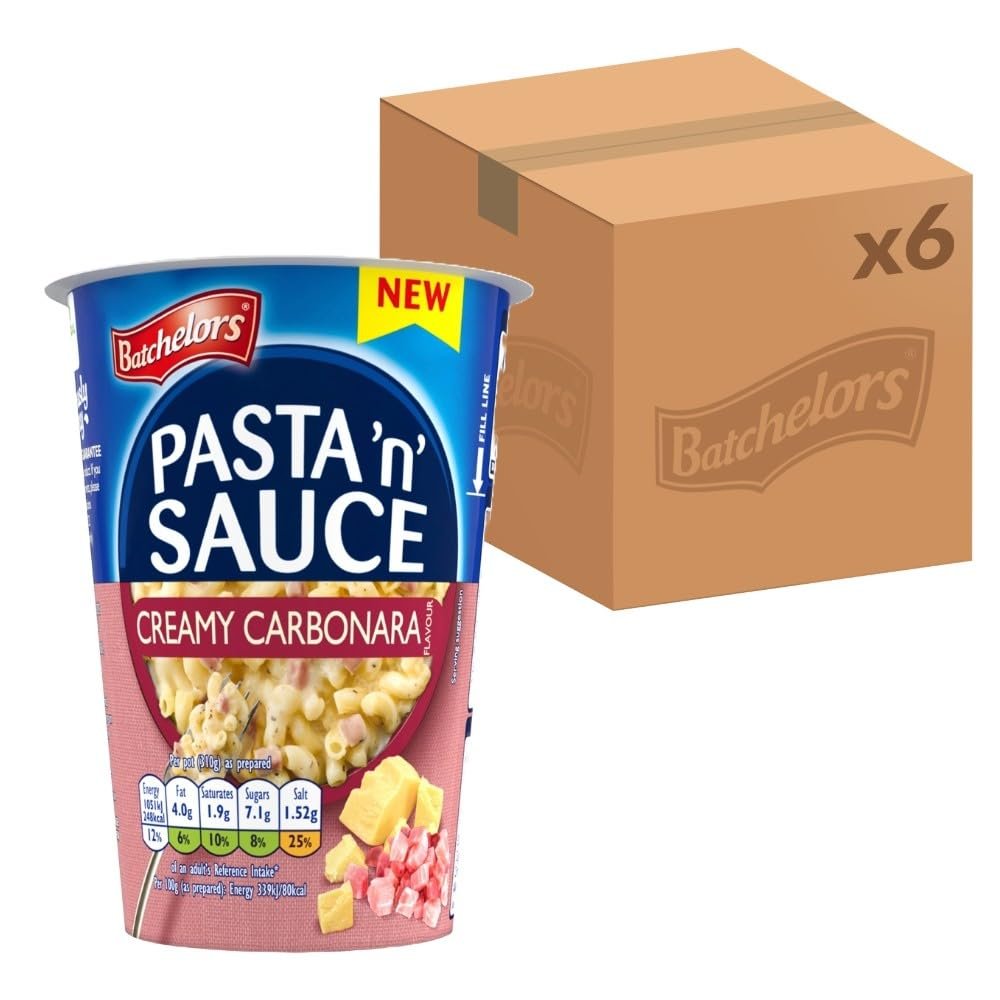 Batchelors Pasta 'n' Sauce Creamy Carbonara Ready Meal Pot, 65 g (Pack of 6)