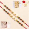 Ghasitaram Gifts Rakhi for Brother Rakhis Online - Set of 2 - Y-36 Pearl Rakhi with 200 GMS of Kaju katli and 200 GMS of Soan Papdi