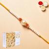 Ghasitaram Gifts Rakhi for Brother Rakhis Online - Y-34 Pearl Rakhi with 400 GMS of Soan Papdi view 1