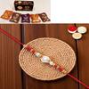 Ghasitaram Gifts Rakhi for Brother Rakhis Online - Y-44 Red Pearl Rakhi with Asorted Bites Box