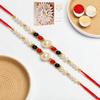 Ghasitaram Gifts Rakhi for Brother Rakhis Online - Set of 2 - ABC-22 Pearl Beads Rakhi with 200 GMS of Kaju katli view 1