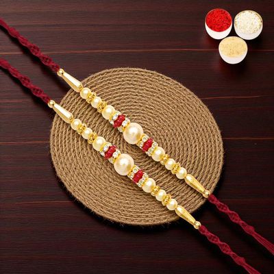 Ghasitaram Gifts Rakhi for Brother Rakhis Online - Set of 2 - Y-83 Pearl Rakhi
