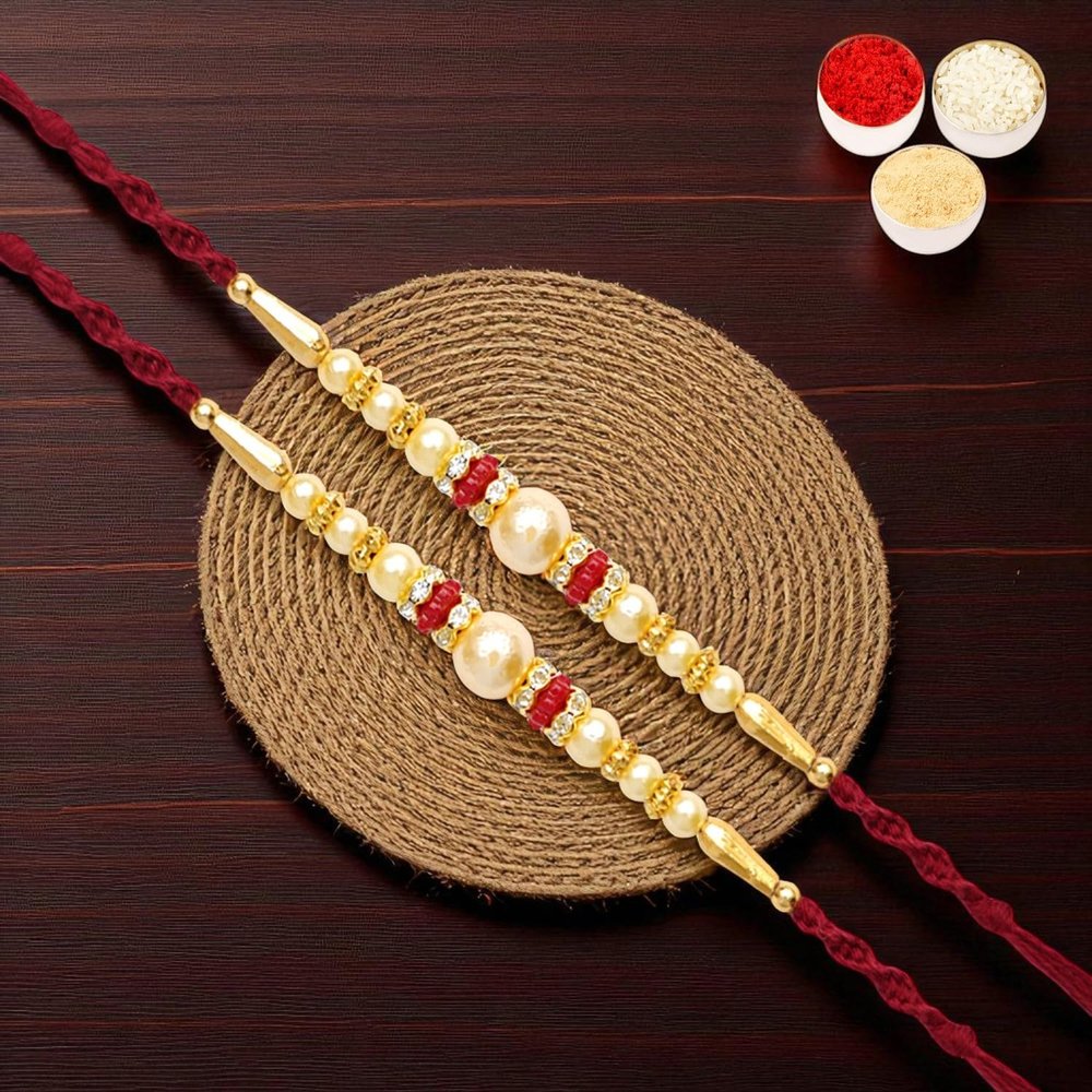 Ghasitaram Gifts Rakhi for Brother Rakhis Online - Set of 2 - Y-83 Pearl Rakhi