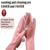 ChengChengJin 1 Pair Silicone Dishwashing Gloves-Reusable Scrubber Cleaning Gloves- for Housework, Bathroom, Kitchen, Car, Pets-Green view 3