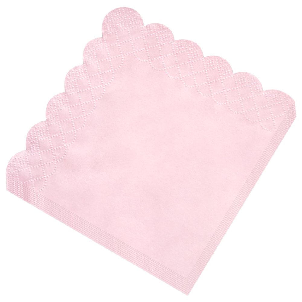 120 Pcs Pink Scalloped Cocktail Napkins,2-Ply Pink Disposable Beverage Party Napkins for Dinner Wedding Birthday Baby Shower