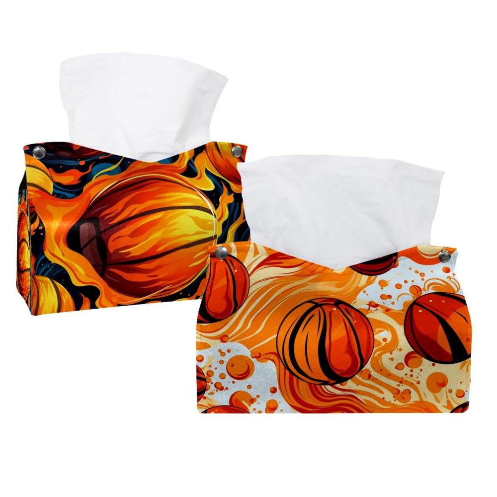 2 pack Basketball Tissue Box Cover, 7.5x5x6in