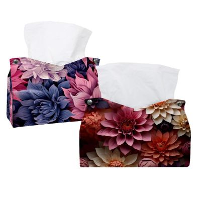 2 pack Flower Petal Tissue Box Cover, 7.5x5x6in