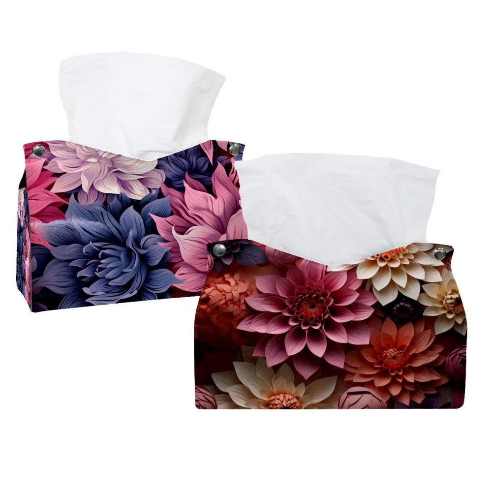 2 pack Flower Petal Tissue Box Cover, 7.5x5x6in
