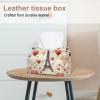 2 pack Eiffel Tower Valentine's Day Tissue Box Cover Leather Facial Tissue Dispenser Box Holder for Dresser Bathroom Decorative view 2