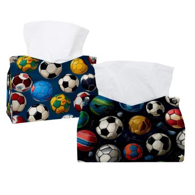 2 pack Football Soccer Tissue Box Cover, 7.5x5x6in