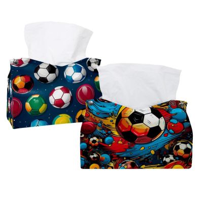 2 pack Football Soccer Tissue Box Cover, 7.5x5x6in