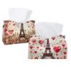 2 pack Eiffel Tower Valentine's Day Tissue Box Cover, Decorative Tissue Box Dispenser for Bathroom, Parlors, Office, Bedroom Dresser, Vanity Countertop, Nightstand, Car, and Desk