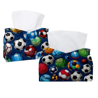 2 pack Football Soccer Tissue Box Cover, 7.5x5x6in