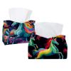 2 pack Rainbow Unicorn Tissue Box Cover, 7.5x5x6in view 1