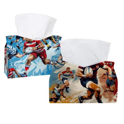 2 pack Rugby Football Tissue Box Cover, 7.5x5x6in