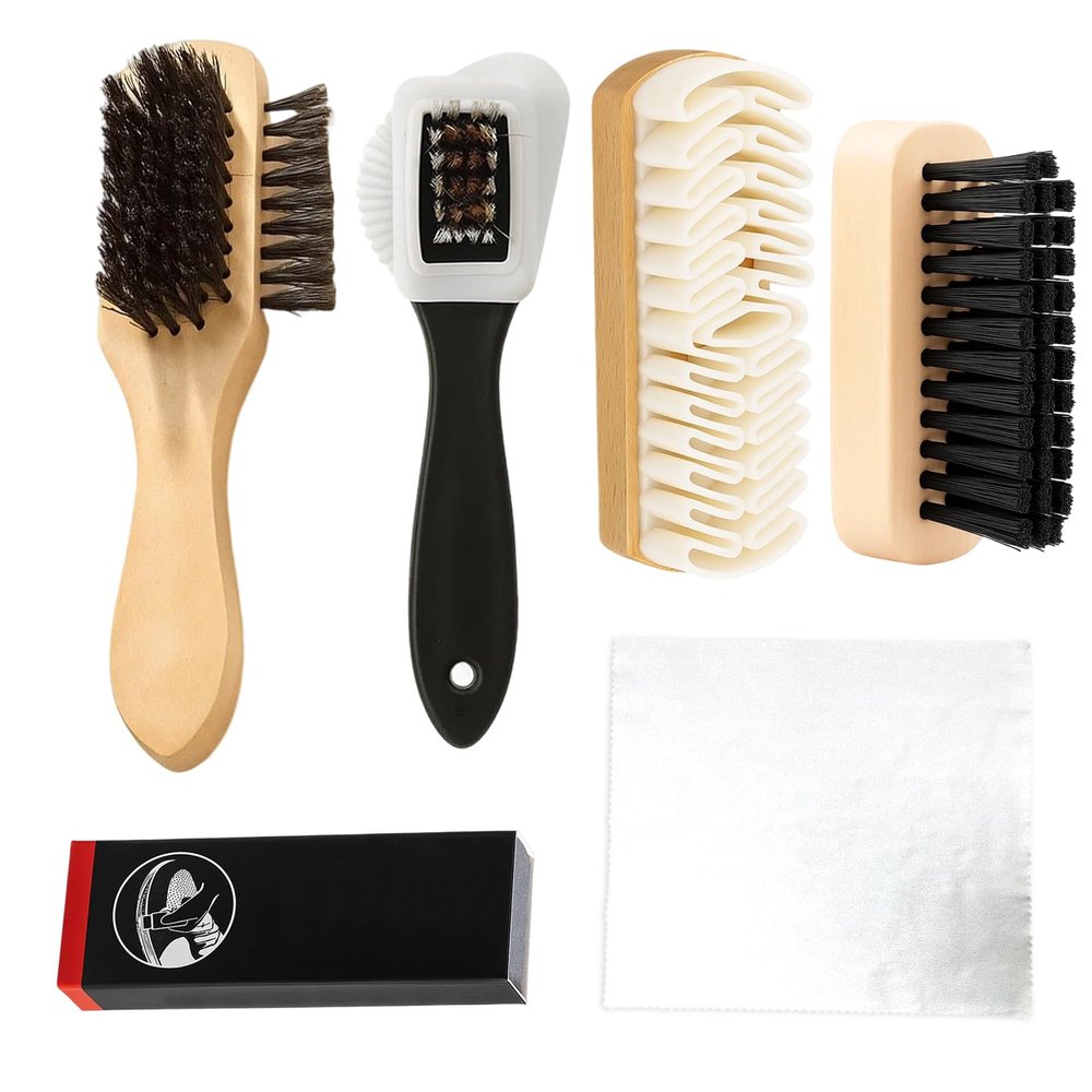 GZGRYTRC 6Pcs Suede Eraser and Brush, 3-Sided Cleaning Kit for Shoe, Premium Suede Trainer Cleaner