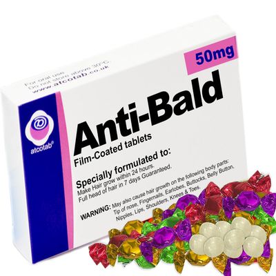 Anti Bald Funny Joke Pill Box with Sweets,Rude Gag Gift, Gifts for Men, Balding, Hair Loss, Growth, Birthday, Husband, Grandad, Dad, Valentine's Day, Father's Day, Over the Hill.