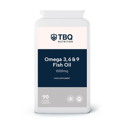 Omega 3-6-9 1000mg 90 Softgels | from Fish, Flaxseed & Sunflower Oils | with Vitamin E to Support Cells | Premium UK-Made Supplement