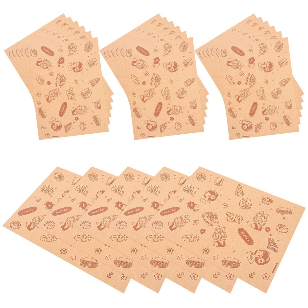 LIFKOME Greaseproof Food Wrapping Paper Food Basket Liners 50pcs Large Natural Tone for Burger Cake Hamburger Wrapping