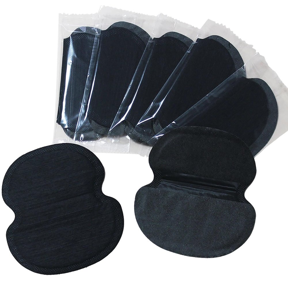 100 Pcs Large Underarm Sweat Shields, Disposable Armpit Pads with Strong Adhesive - 4.7X4.3 Absorbent Sweat Guards for Men & Women - Protects Black Dress Shirts