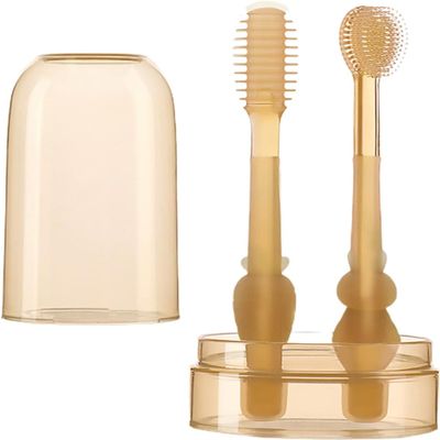 1Set Toothbrush,Infant Toothbrush 360 Degree Cleaning Dental Care Silicone Tongue Brush Bath