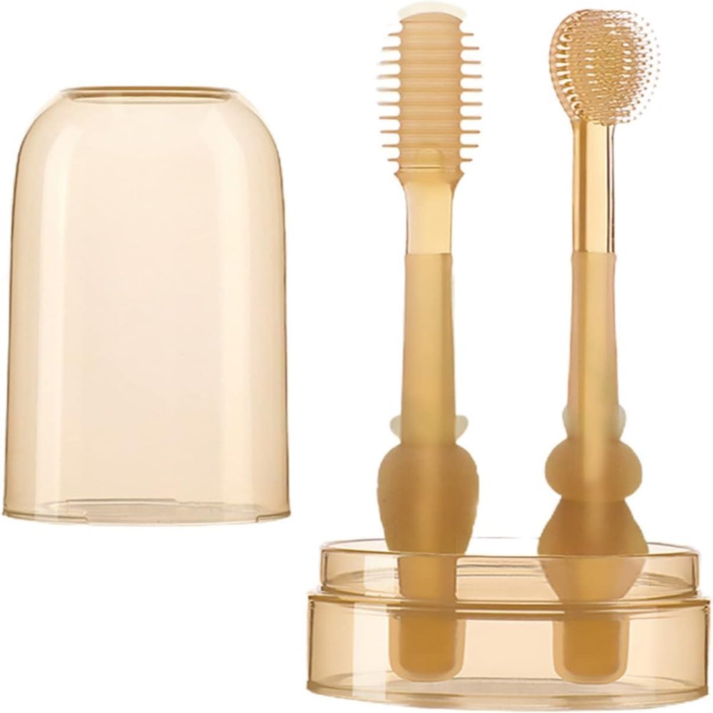 1Set Toothbrush,Infant Toothbrush 360 Degree Cleaning Dental Care Silicone Tongue Brush Bath