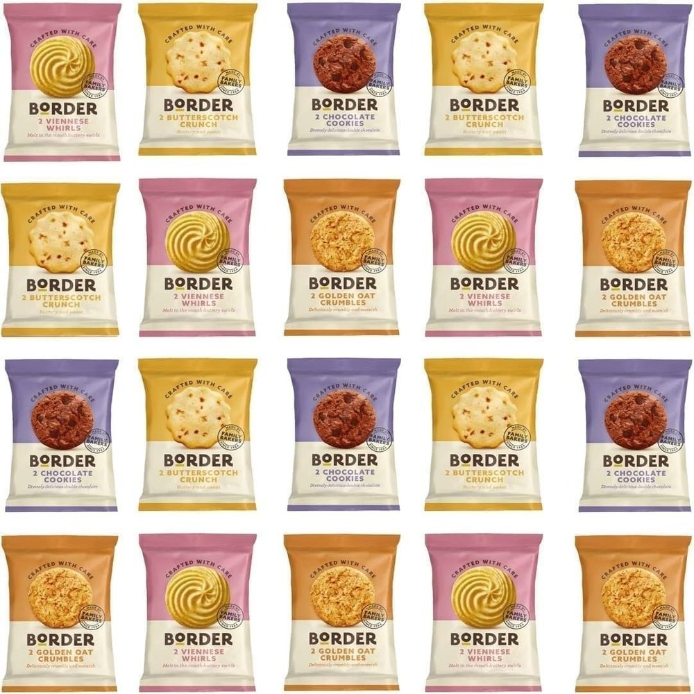 24 x Borders Biscuits Mini Mixed Flavour Cookies Assortment - Contains 4 Flavours