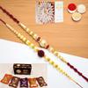 Ghasitaram Gifts Jaiccha Rakhi for Brother Rakhis Online - Set of 2 y 37 and y 83 Pearl rakhis with Asorted Bites Box and 200 GMS of Kaju katli view 1