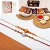 Ghasitaram Gifts Jaiccha Rakhi for Brother Rakhis Online - Set of 2 abc119 and ABC 106 Pearl rakhis with Asorted Bites Box and 200 GMS of Kaju katli view 1