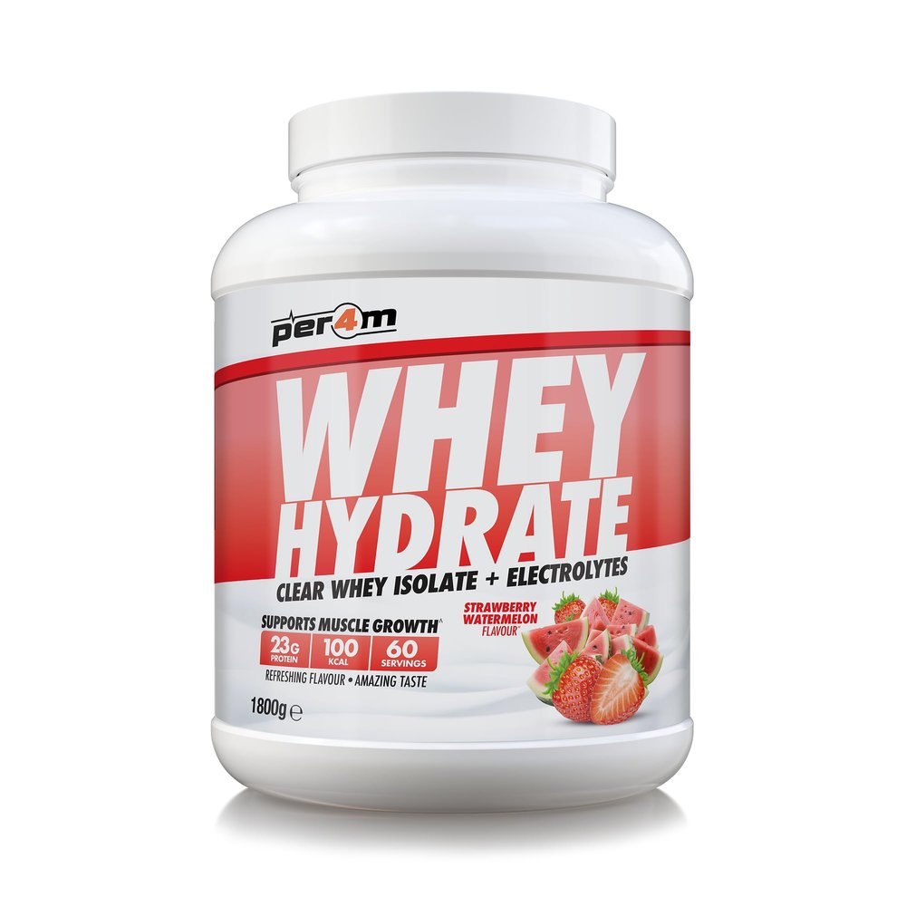 Per4m Whey Hydrate | 23g Whey Isolate & Aquamin Electrolytes | Muscle Growth & Hydration | Clear, Refreshing & Low in Sugar | 60 Serving (1.8kg, Strawberry Watermelon)