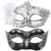 2-Pack Adjustable Vintage Couple Masks, Retro Style For ValentineS Day, Halloween, And Special Occasions view 3