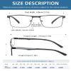 JM 5 Pack Rectangular Reading Glasses Men, Blue Light Blocking Computer Readers, Metal Thin Frame Spring Hinge Eyeglasses, 3.0+ view 4