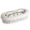 OPULANE Glasses Holder Stand, Anti-scratch Plush Lined Eyeglass Holder Stand, Oval Eye-glass Storage Organizer Case for Nightstand, Office Desk, Table, Beige view 1