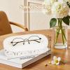 OPULANE Glasses Holder Stand, Anti-scratch Plush Lined Eyeglass Holder Stand, Oval Eye-glass Storage Organizer Case for Nightstand, Office Desk, Table, Beige view 3