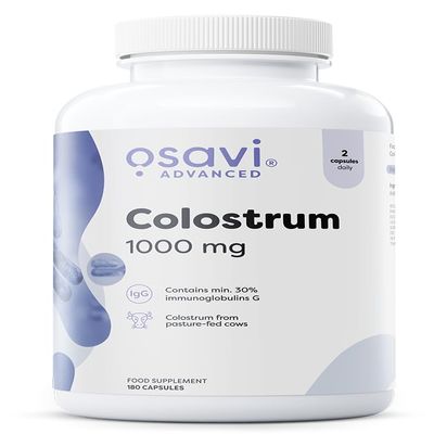 Osavi Colostrum 1000mg - 180 Capsules | High-Potency Colostrum Bovine with 30% Immunoglobulins G | Sourced from Holstein-Friesian Cows | GMO-Free