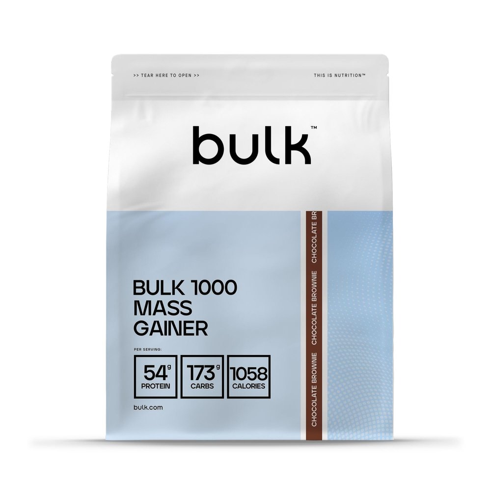 Bulk 1000 Mass Gainer Powder | 2.5kg | Chocolate Brownie | High-Calorie Gainer with 51g Protein & 165g Carbs per Serving | At Least 1000 Calories per Serving | Ideal for Bulking & Intense Training