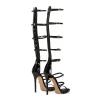High Heels Women Open Toe Stiletto Sandals Boots Buckle Straps Zipper Pump Party Evening Dress Prom Dance Shoes 11cm-Black||35 view 3