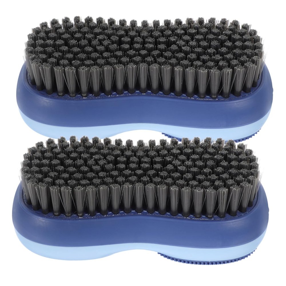 SHERCHPRY 2pcs Laundry Brush Double-sided Clothes Cleaning Shoes Scrubbing Brush Comfortable Grip Home Laundry