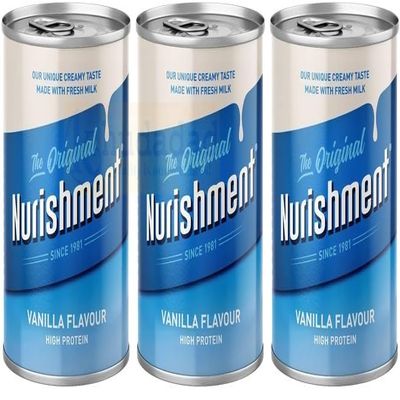 Nurishment Vanilla Flavour 400g Cans Creamy & Delicious High-Protein Enriched Milk Drink Convenient Ready-to-Drink Shake (3x)