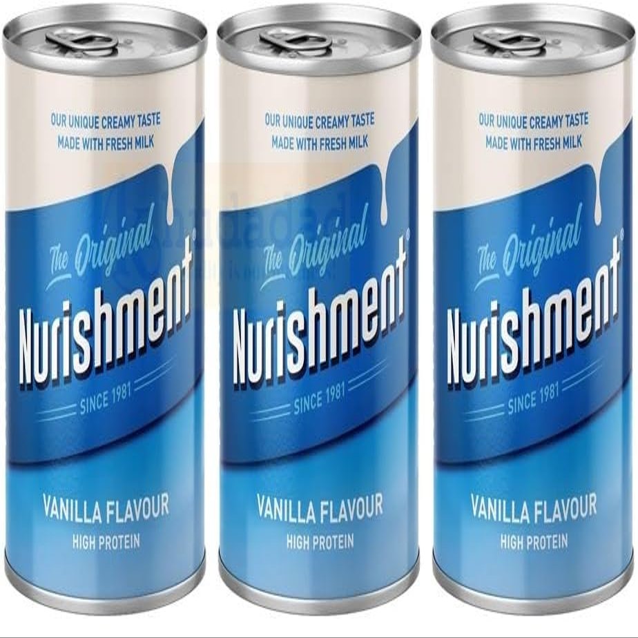 Nurishment Vanilla Flavour 400g Cans Creamy & Delicious High-Protein Enriched Milk Drink Convenient Ready-to-Drink Shake (3x)