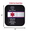 Autism Non-Verbal May Not Respond Awareness Medical Alert Seatbelt Cover for Children in Car Seats (6) Featuring an Emergency Information Form and Pocket by Help Belts. Black/White view 3