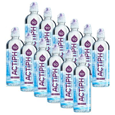 Alkaline Spring Ionised Water pH9+ (12x 600ml) Purified with Electrolytes Clean and Smooth Taste ACTIPH Water(12x 600ml) By Red Rainbow