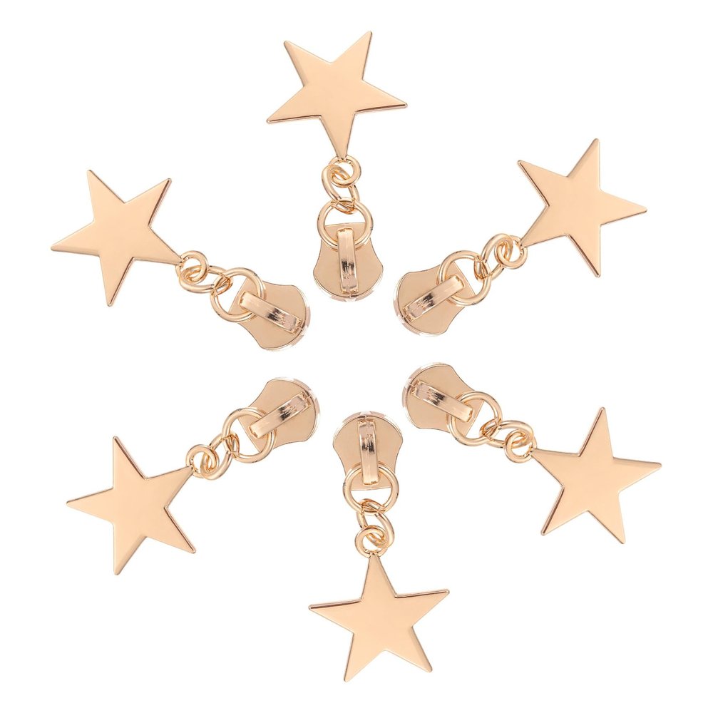 Housoutil Metal Five-Pointed Star Zipper Pull Tabs Practical Zipper Replacement 6 Pcs Sturdy Golden Metal Material for DIY Garment Accessories for Backpacks and Gym Bags